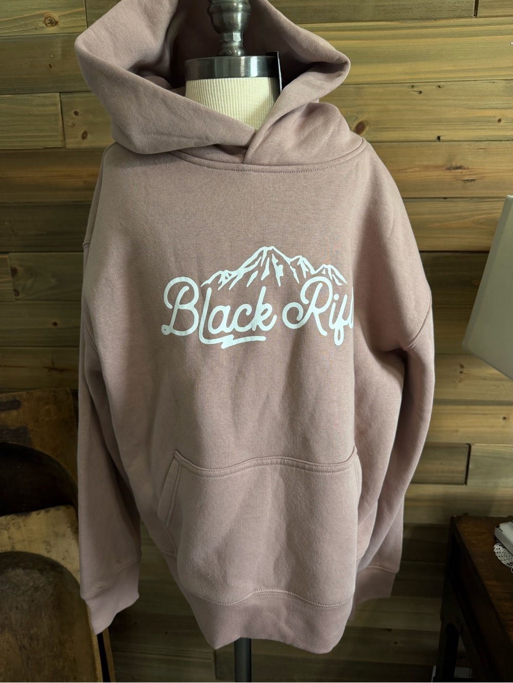 Black Rif Hooded Sweatshirt in Dusty Rose